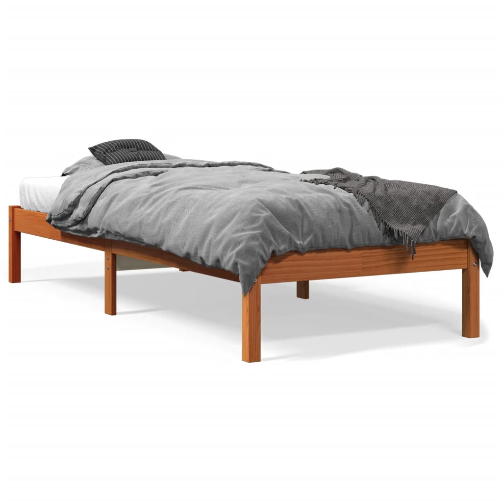 Bed Frame without Mattress Wax Brown 90x190 cm Single Solid Wood Pine